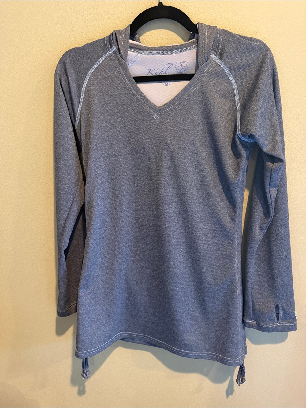 Kuhl Women's Heather Blue V-Neck Hooded Pullover